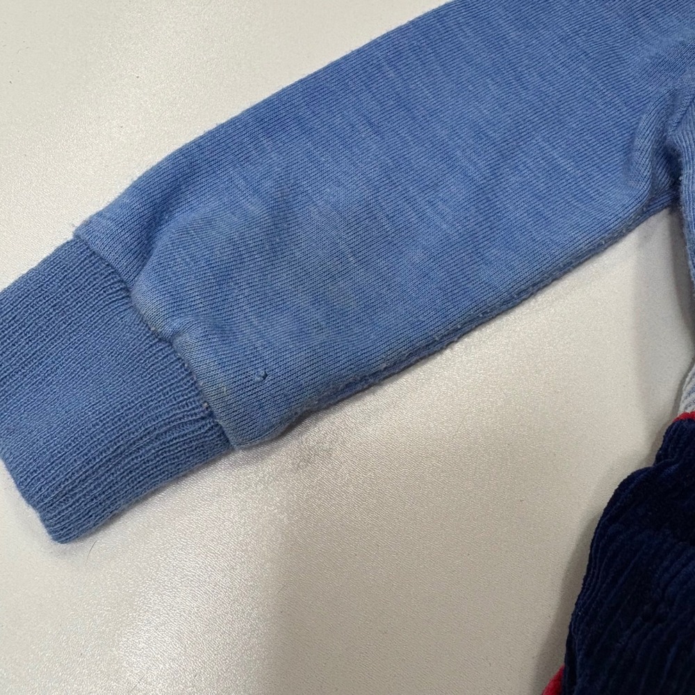 Vintage Kids 2T Corduroy Overalls‎ Set Navy Blue Skiing Applique Mock Neck Shirt - Picture 3 of 6